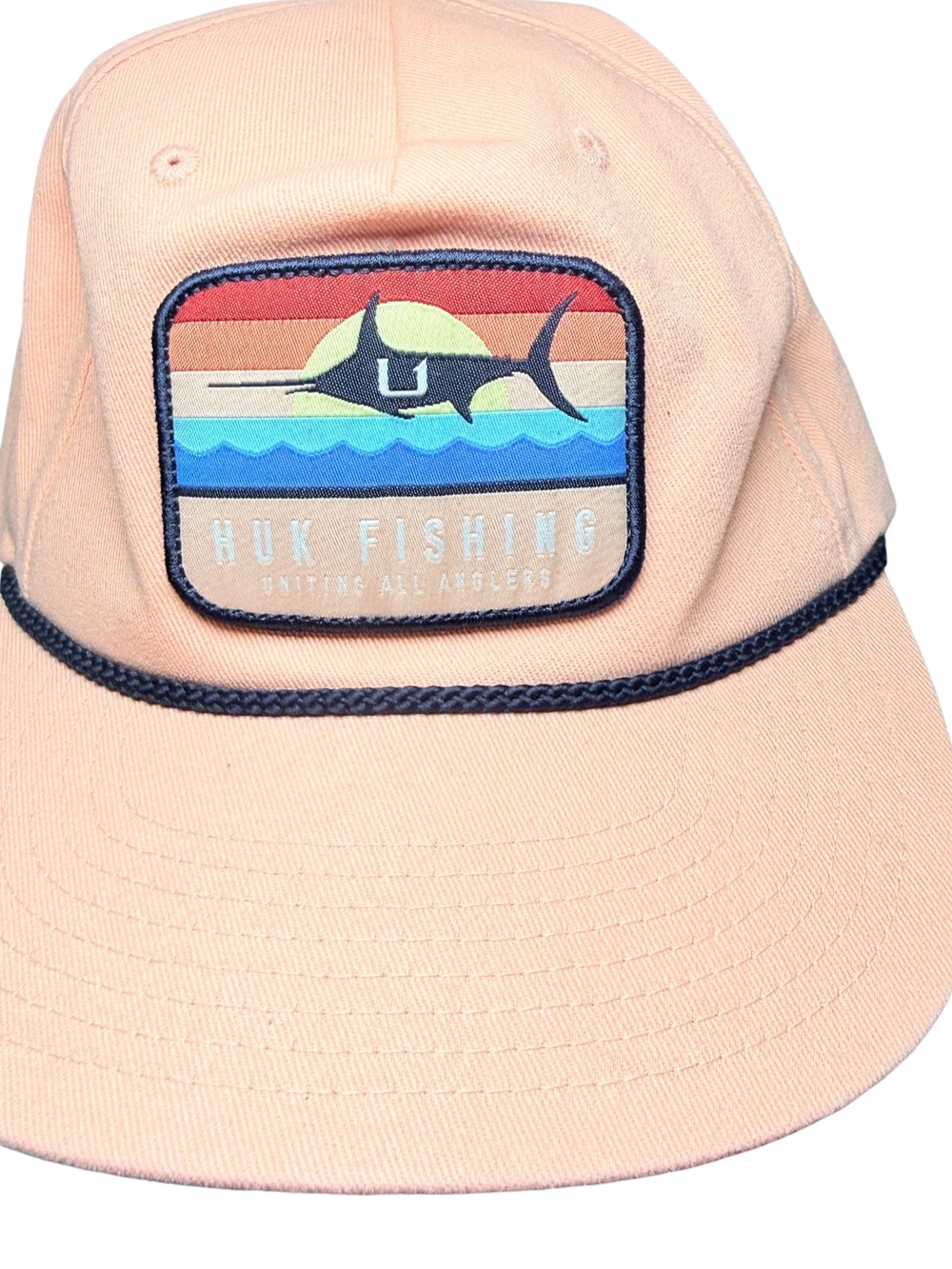 Huk Women’s Peach Fishing Patch Hat with Navy Trim